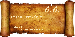 Orlik Oszkár névjegykártya
